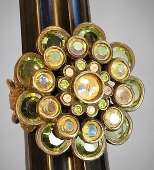 Sorrelli Ring Size 6 Glass Flower Ring Green Designer Floral AB Finish rr-1